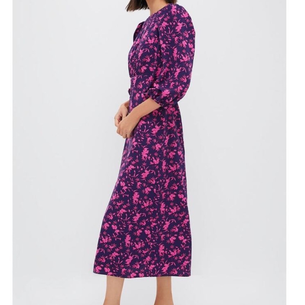NWT HYACINTH HOUSE Navy & Fuchsia Floral Norma Maxi Dress Size Medium - Picture 4 of 10